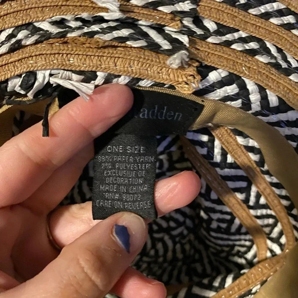 Steve Madden White Black Khaki Sun Hat One Size - Picture 6 of 6